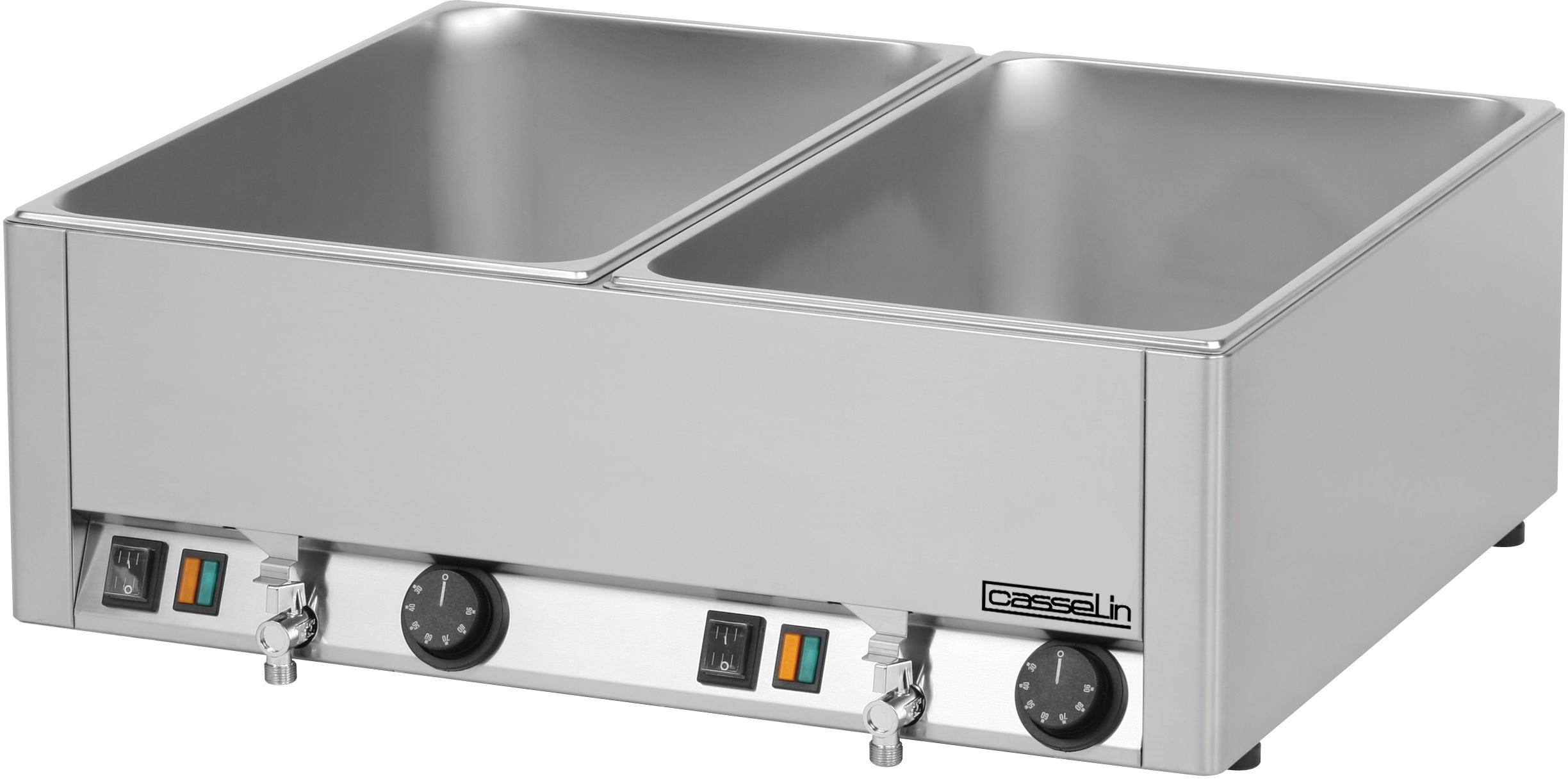Double bain-marie GN 1/1 avec 2 robinets de vidange