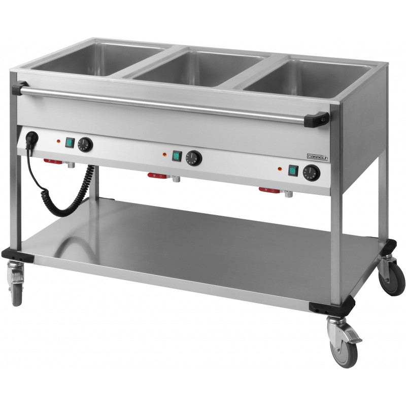 Chariot Bain Marie à Eau Buffet - 3 Bacs GN 1/1 - Casselin