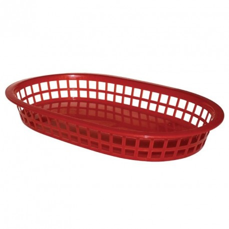 Panière Alimentaire Ovale Polypropylène Rouge - Olympia 40 mm H - Lot de 6
