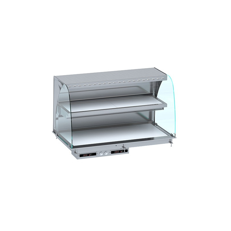 Vitrine Chaude Drop-In Murale Courbée Plaque Vitrocéramique Blanche - 3 x GN 1/1 - Combisteel