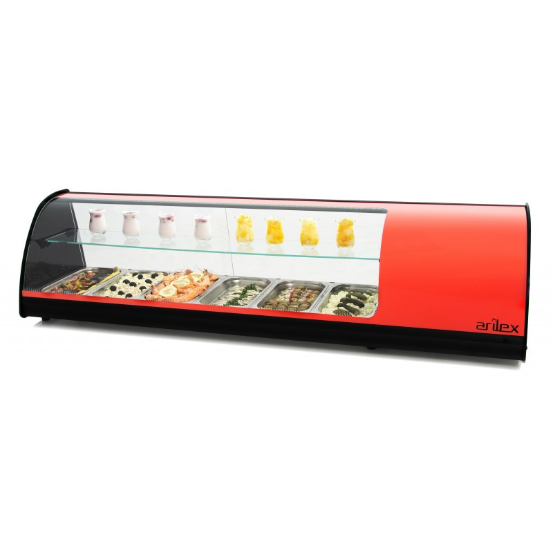 Vitrine Réfrigérée à Deux Etages Plaque Lisse Capacité 6 Bacs GN 1/3 - Arilex