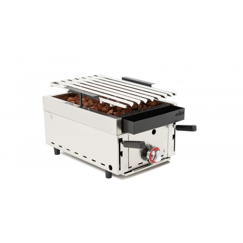 Barbecue à Gaz avec Pierre Volcanique et Grille Inoxydable Côtelée Réglable - Arilex