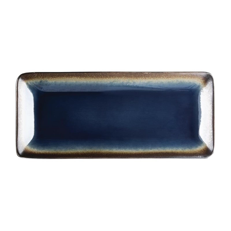 Assiettes à tapas rectangulaires bleues 245mm Lot de 6