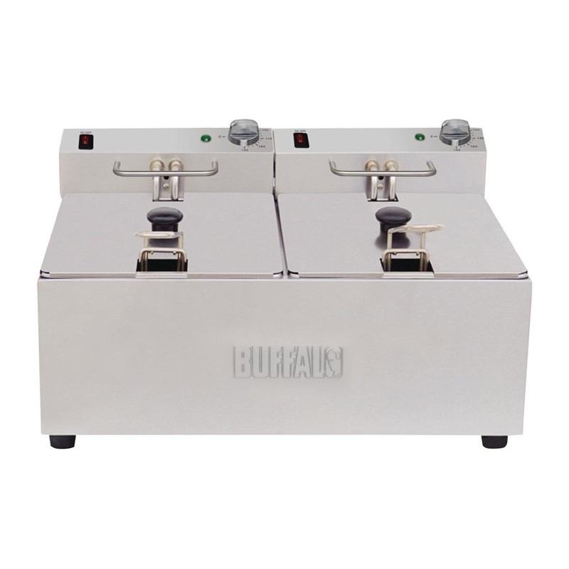 Friteuse Professionnelle Electrique À Poser Avec Couvercle - 2 X 5 L - Buffalo