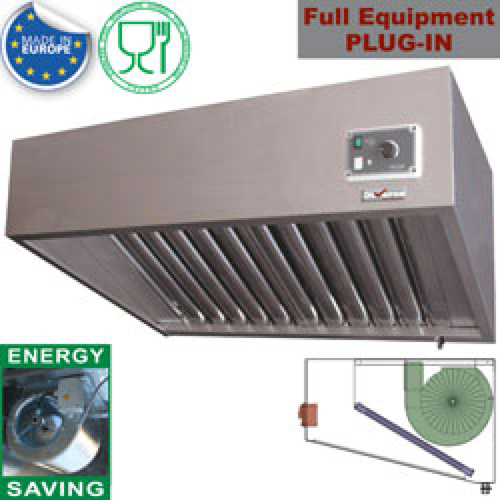 Hotte complète 2 filtres (7/7-1500 M3/h) 120 Pa, variateur