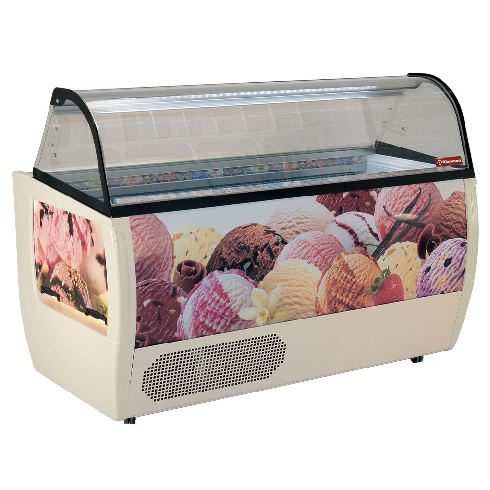 Comptoir présentoir pour crème glacée, 13 bacs 5 Lit, avec reserve