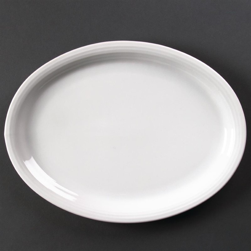 Assiette ovale Linear 295mm Olympia - Lot de 6