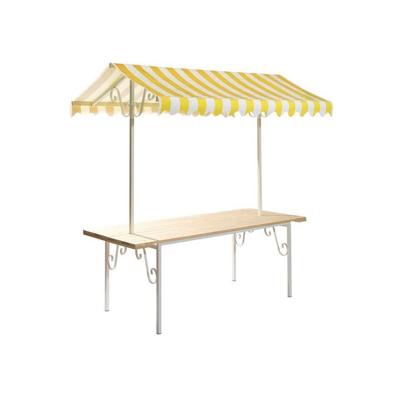 Etal de Marché Jaune-Blanc Structure en Acier Thermolaqué Bâche PVC Ignifuge Plateau en Bois - VEBA
