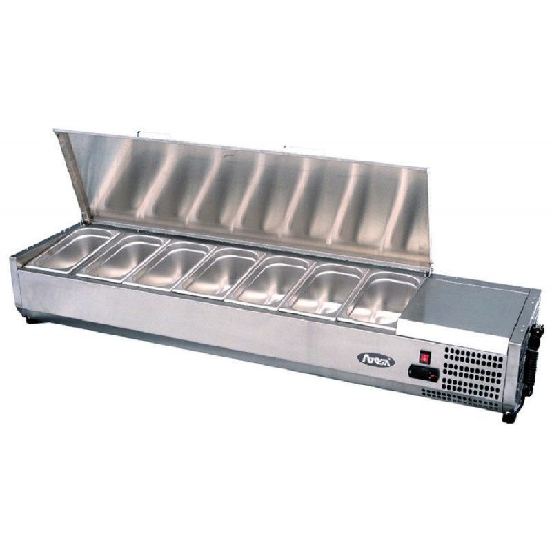 Saladette Réfrigérée à Poser Couvercle Inox Bacs GN 1/4 - 1200 à 2000 mm - Atosa