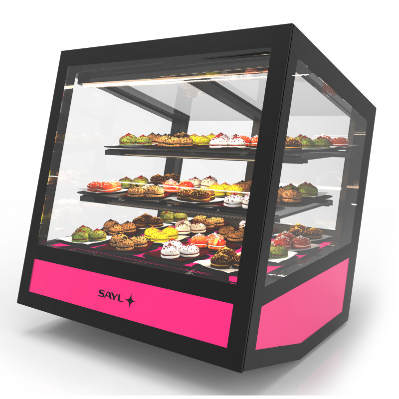 Vitrine Réfrigérée Cubique À Poser Série QBO Base Lumineuse Colorée - 620x670 MM