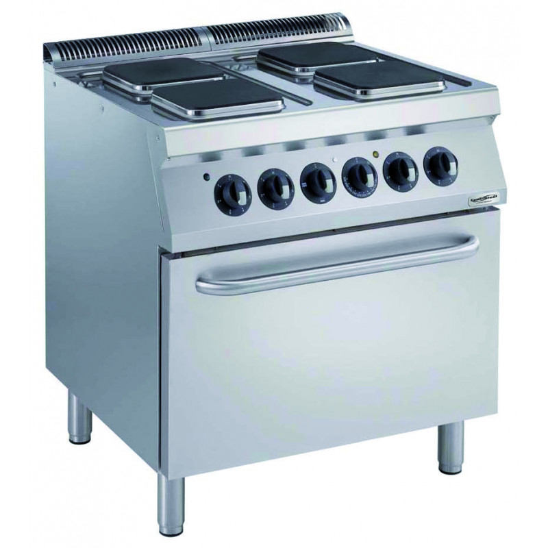 Cuisinière Électrique Pro 700 4 Plaques Carrées et Four Électrique 6 kW - Combisteel
