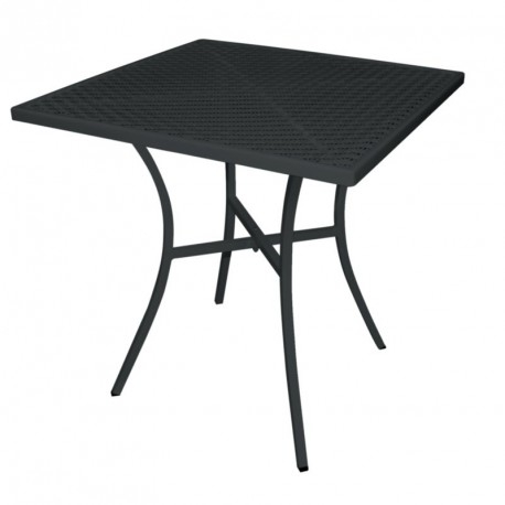 Table bistro carrée noire 70 cm en acier ajouré 2 - Bolero