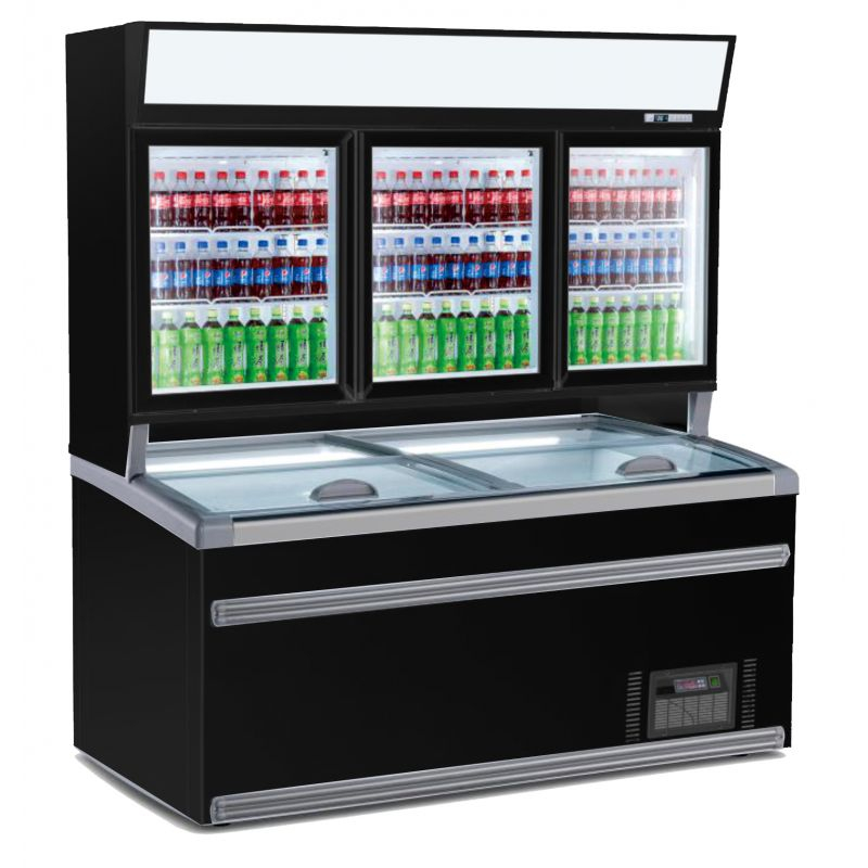 Vitrine Réfrigérée Murale Libre Service Noire Négatif - 2 ou 3 Portes - Combisteel