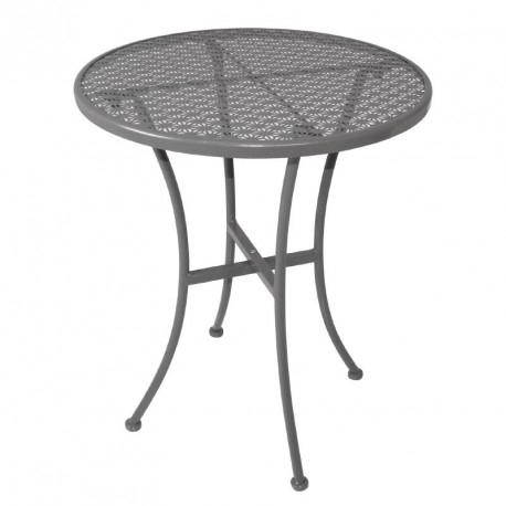 Table bistro ronde grise en acier ajouré 600 mm - Bolero