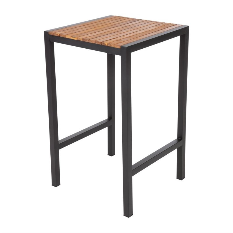 Table Mange-Debout Carré en Acier et Acacia - H1000 mm - Bolero