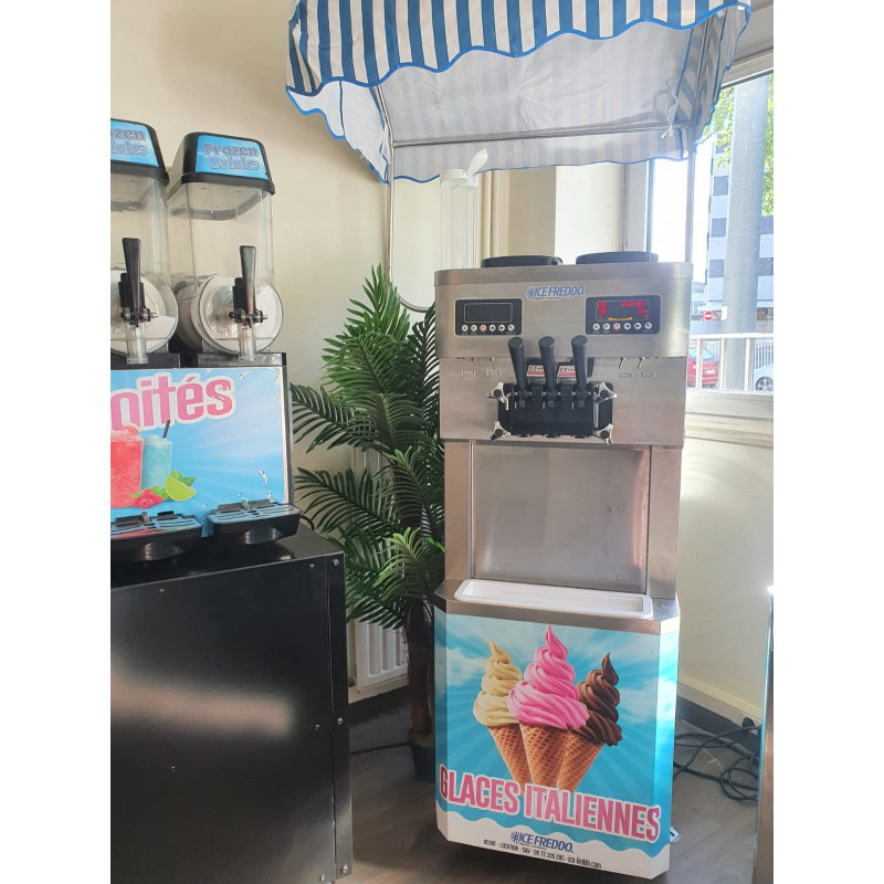 Nouveau Machine à Glace à l'Italienne sur Roulettes Palermo - Cinq Manettes & Dualisée - Ice Freddo