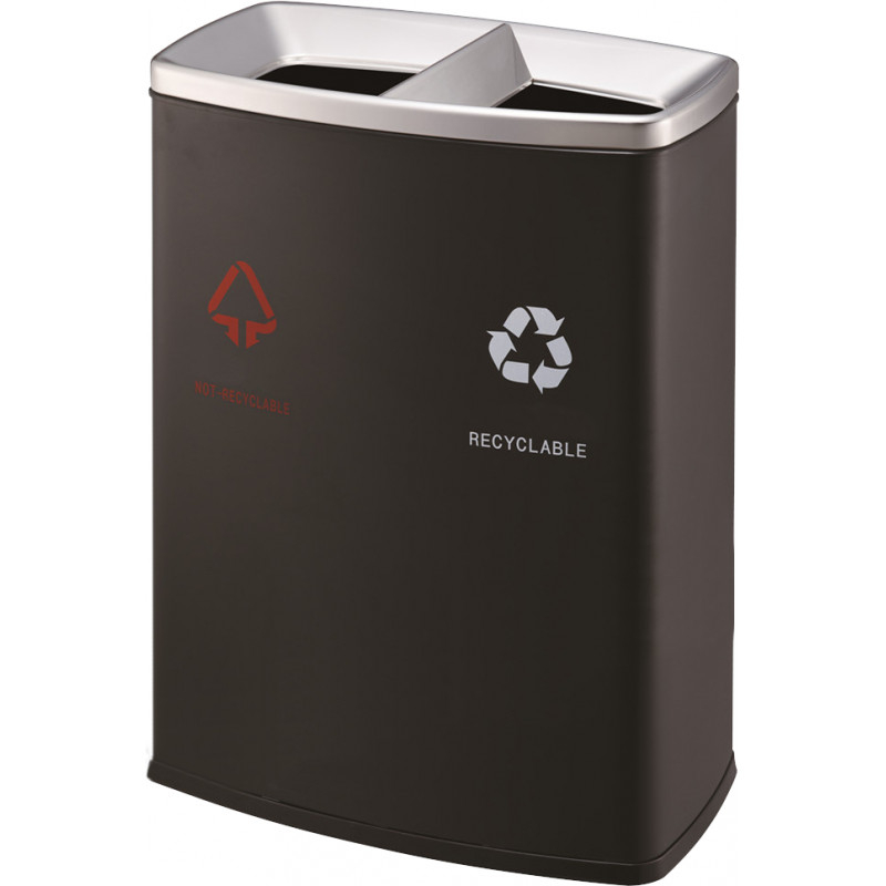 Poubelle Tri Sélectif Laqué Noir 60 L - Combisteel