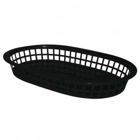 Panière alimentaire ovale noire polypropylène - Olympia 275 mm - Lot de 6