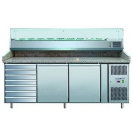 MEUBLE PIZZAS 2 P. 600X400MM+7TIROIRS +2/+8°C - L2G
