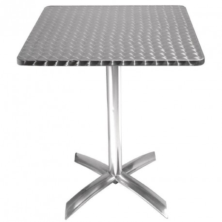 Table carrée à plateau basculant 2 Inox - Bolero 600 mm