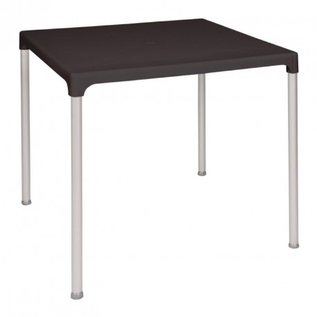 Table Carrée Noire 750 Mm Avec Pieds Aluminium Bolero