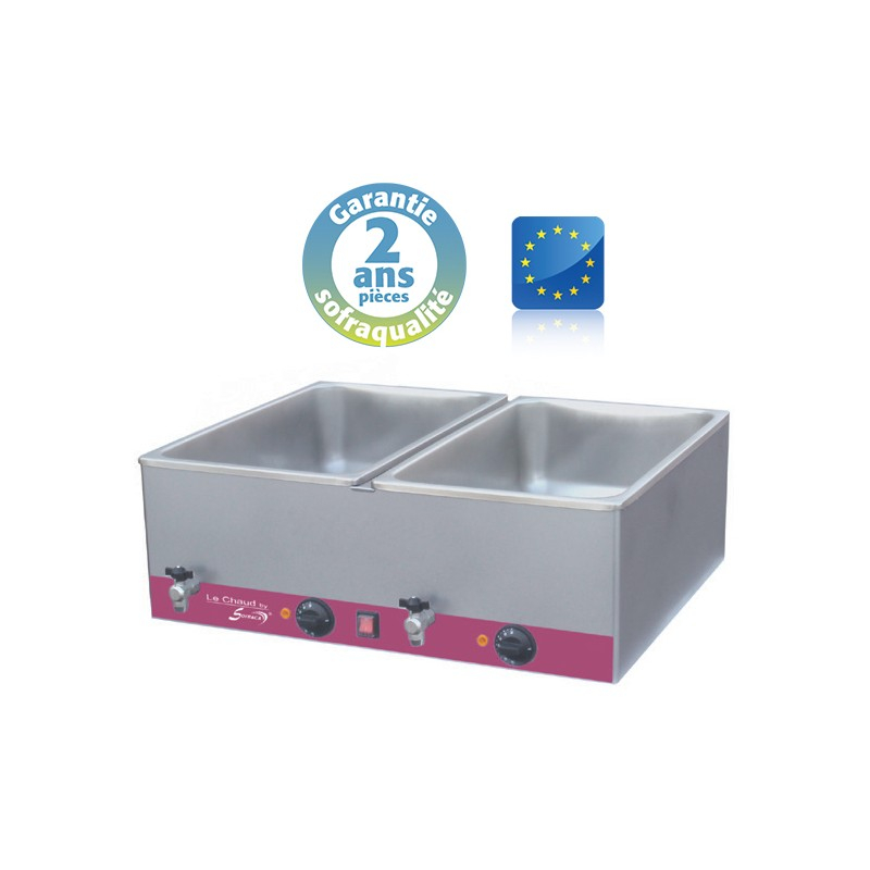 Bain-marie GN 2/1 avec vidange - Gamme CBS - 2x 21 L - Sofraca