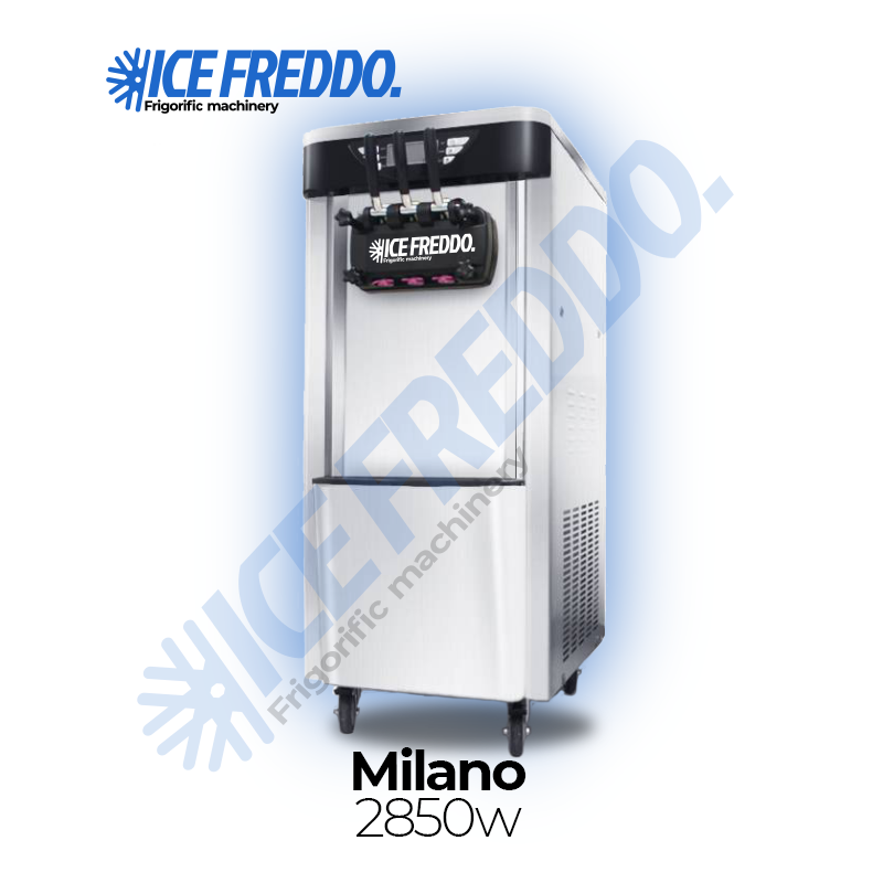 Machine à Glace à l'Italienne sur Roulettes Milano - Trois Manettes & 2 Goûts + 1 Mix - Ice Freddo