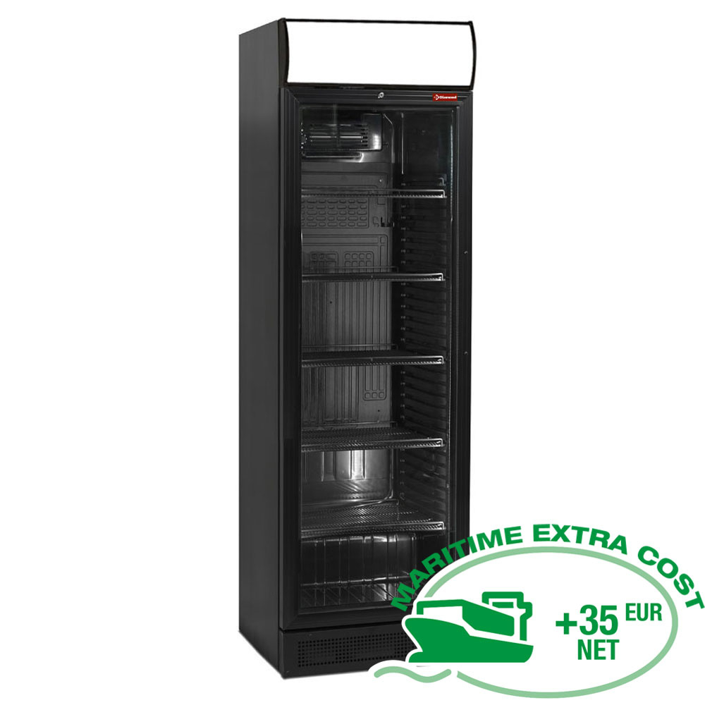 Vitrine vent.T° positive 380 lit, noire, avec caisson lumineux - Diamond