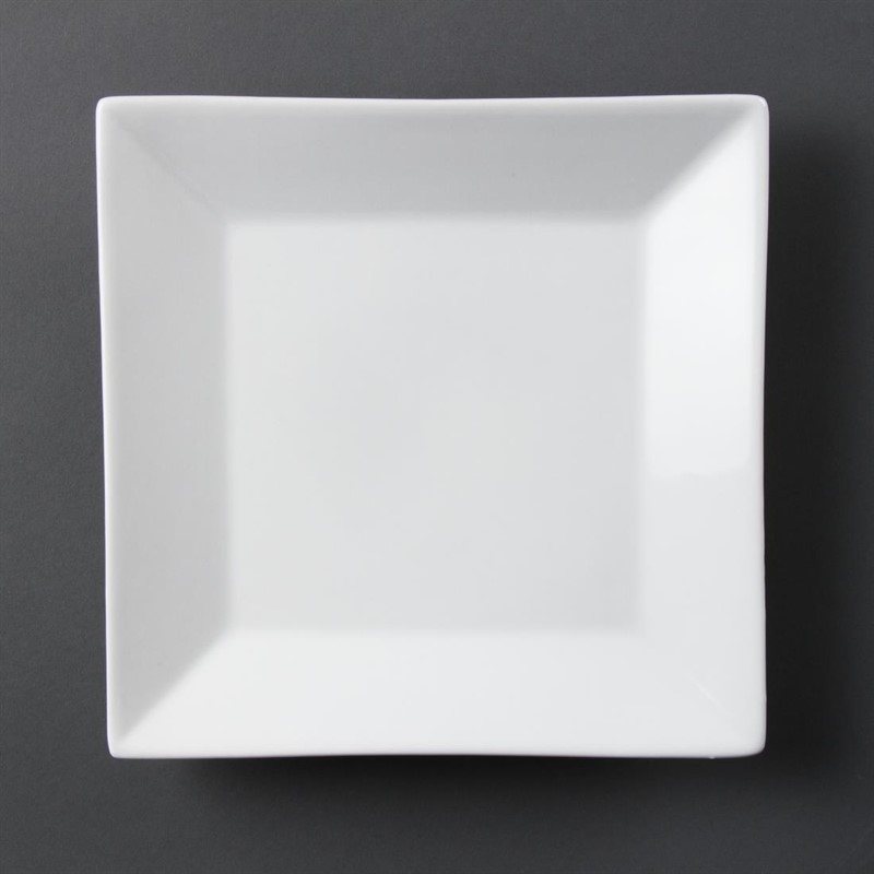 Assiette carrée à large bord blanche Olympia - 6 pièces